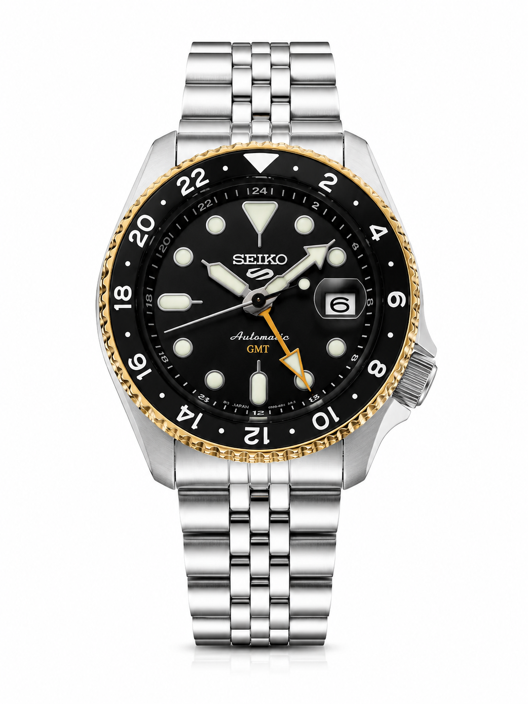 Seiko 5 Sports GMT Black & Gray Stainless Steel Watch