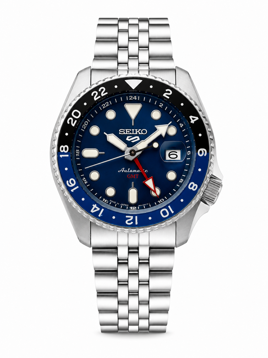 Seiko 5 Sports GMT Jubilee Style Stainless Steel Automatic Mechanical Movement Watch