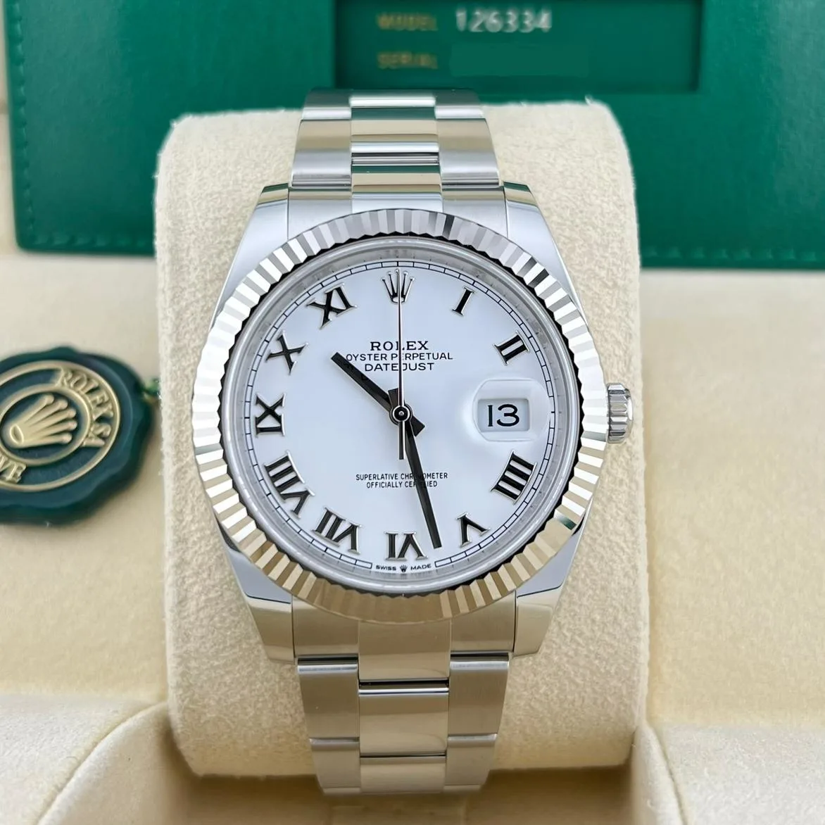2024 Rolex Datejust 41 Fluted / White / Roman / Oyster