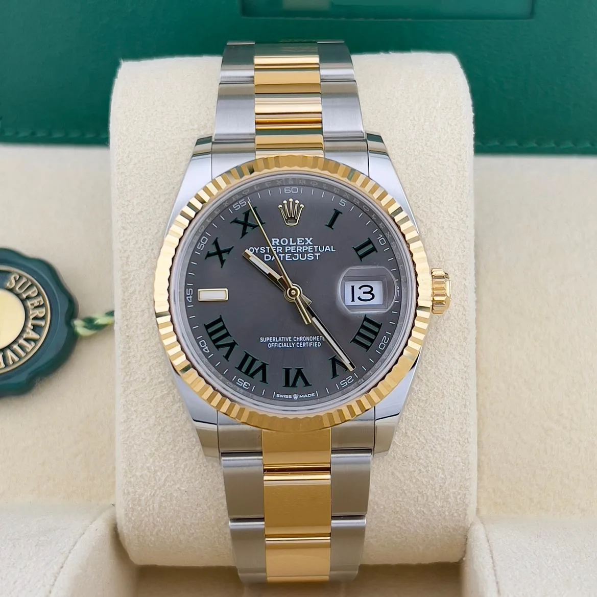 2024 Rolex Datejust 36 Stainless Steel / Yellow Gold / Fluted / Slate - Roman / Jubilee