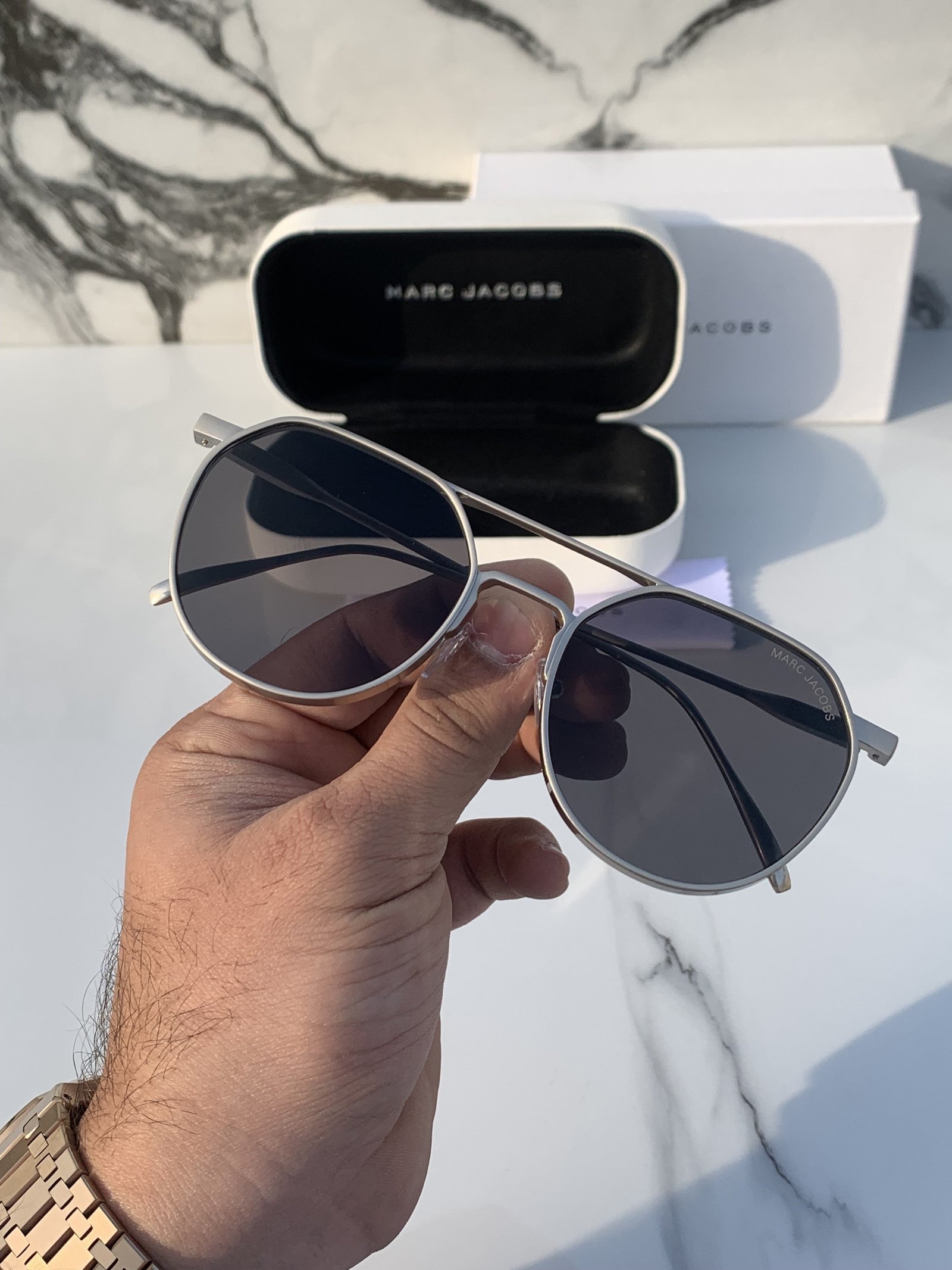 Branded MJ Silver Grey Sunglasses (With Original Kit)