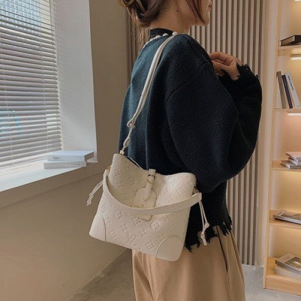 Branded Lv Bucket Bag Premium White Leather (bj)