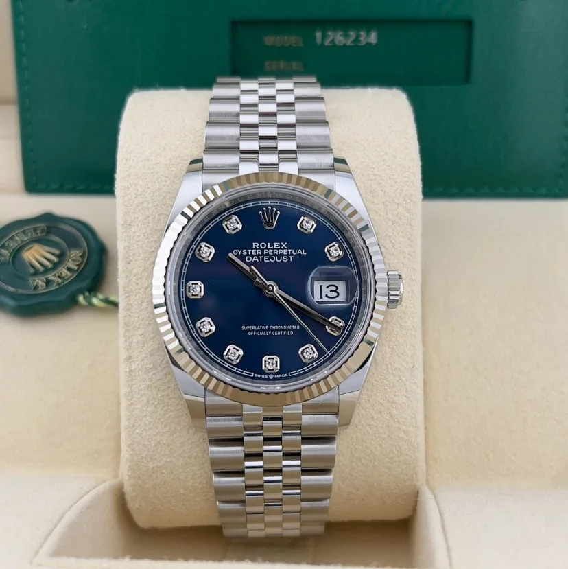 2023 Rolex Datejust 36 Fluted / Blue / Diamond-Set / Jubilee