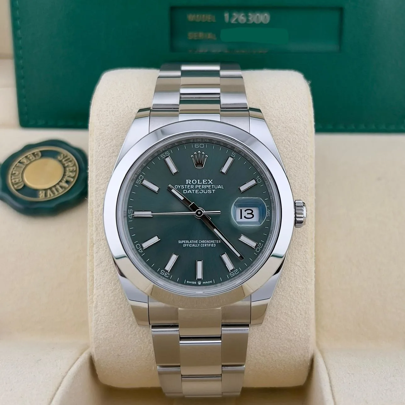 2024 Rolex Datejust 41 Smooth / Mint Green / Oyster