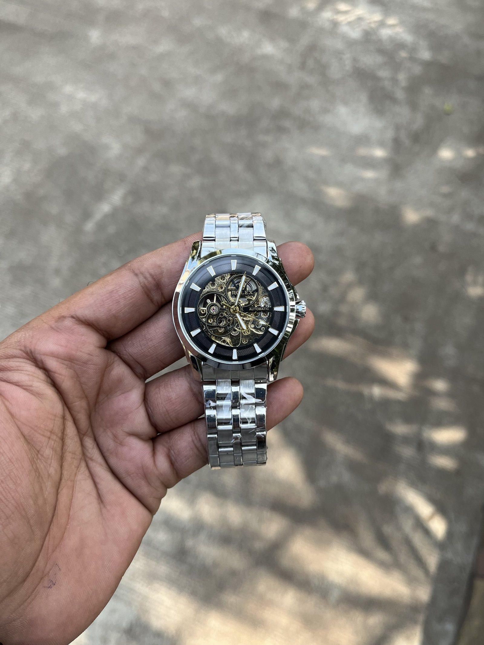 ROLEX AUTOMATIC SILVER BLACK PREMIUM QUALITY WATCH (WITH OG BOX)