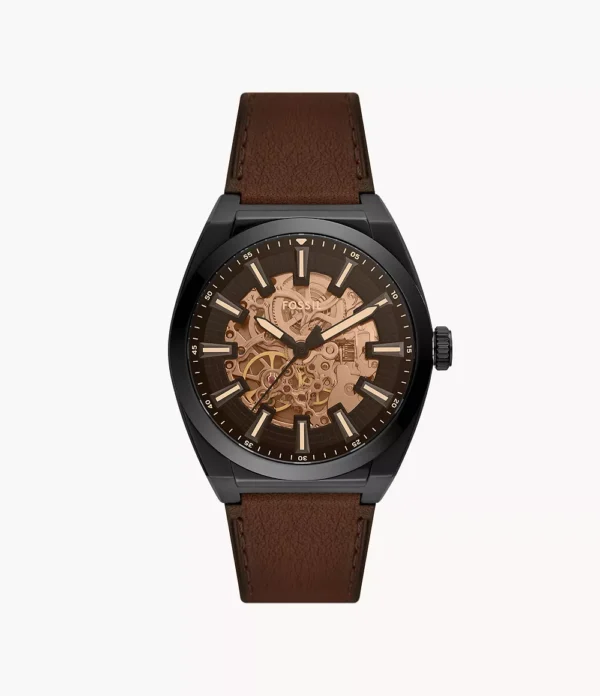 FOSSIL EVERETT AUTOMATIC DARK BROWN LEATHER