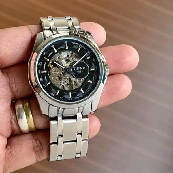 TISSOT 1853 AUTOMATIC PRIMIUM QUALITY SILVER- BLACK METAL WATCH'
