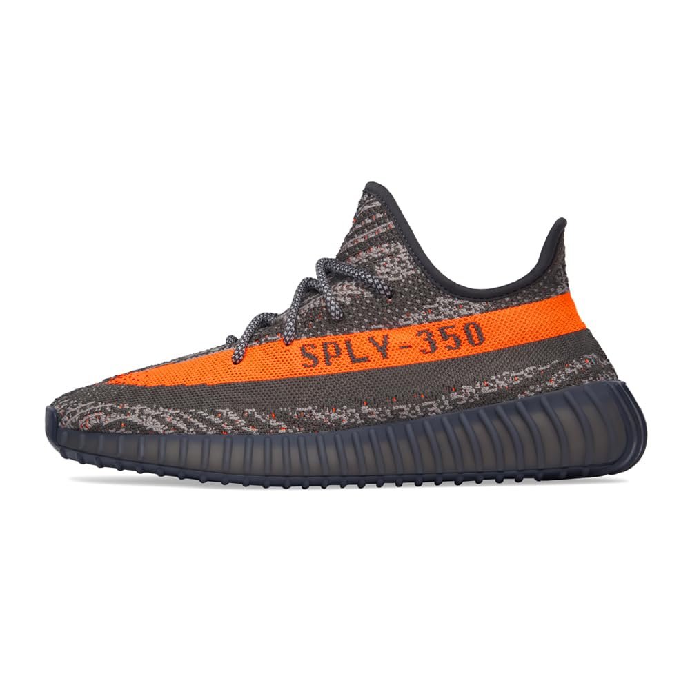 adidas_Men's Yeezy Boost 350 V2 Sneakers, Carbon Beluga/Steeple Gray/Solar Red,