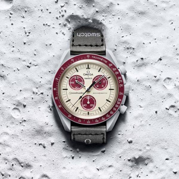 OMEGA X SWATCH MISSION TO MOON RED GREY PREMIUM QUALITY WATCH