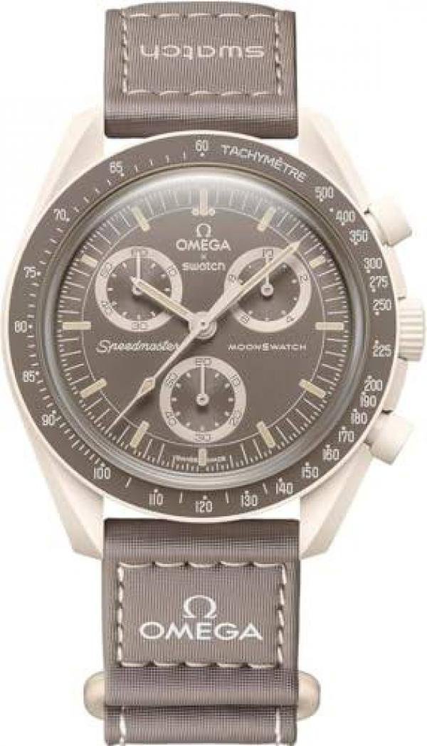 OMEGA X SWATCH MISSION TO MOON BROWN CREAM PREMIUM QUALITY WATCH